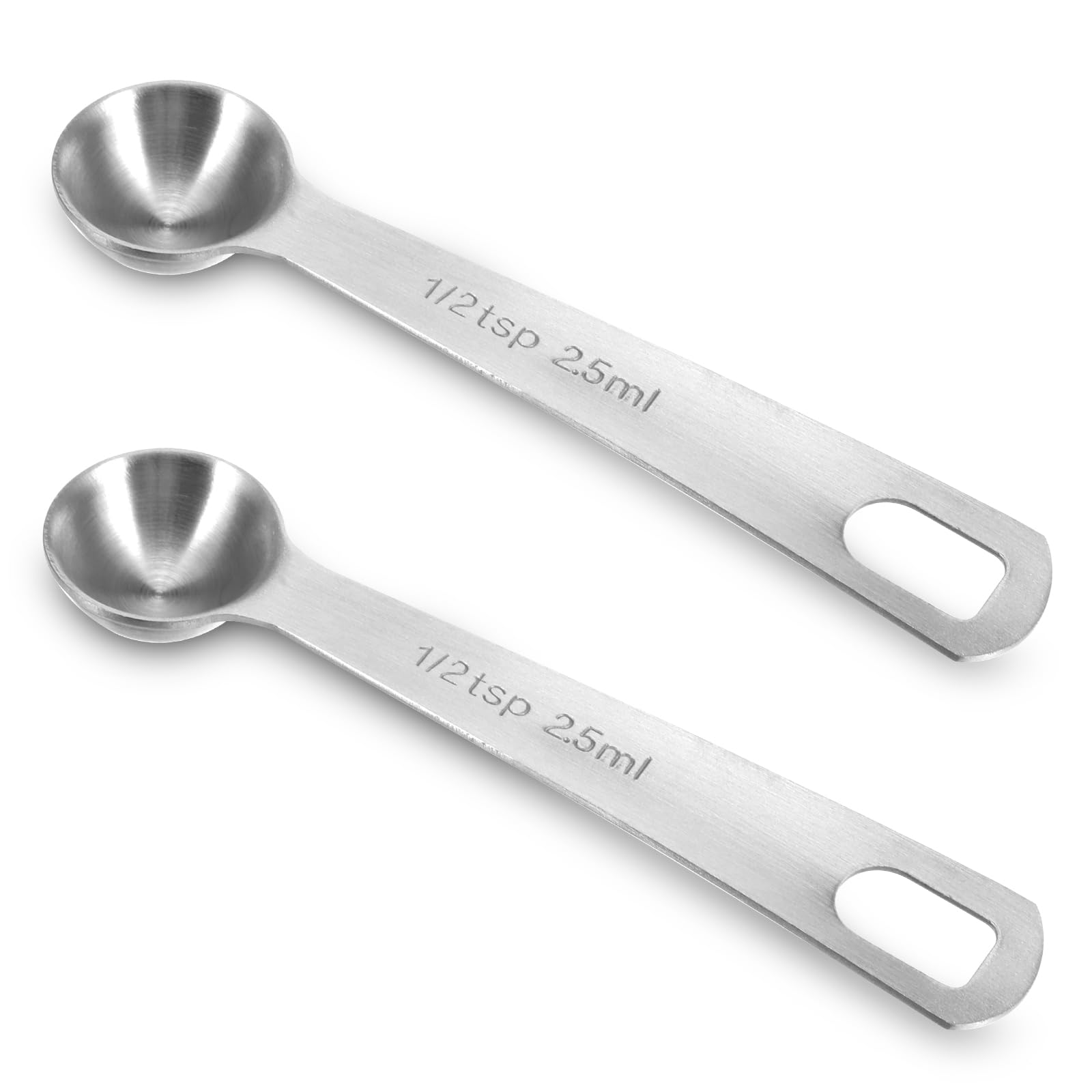 2PCS 1/2 Teaspoon (1/2 Tsp | 1/6 Tbsp | 2.5 Ml | 2.5cc | 1/12 Oz)measuring Spoons Stainless Steel Single Measuring Spoon Long Handle Scoop for