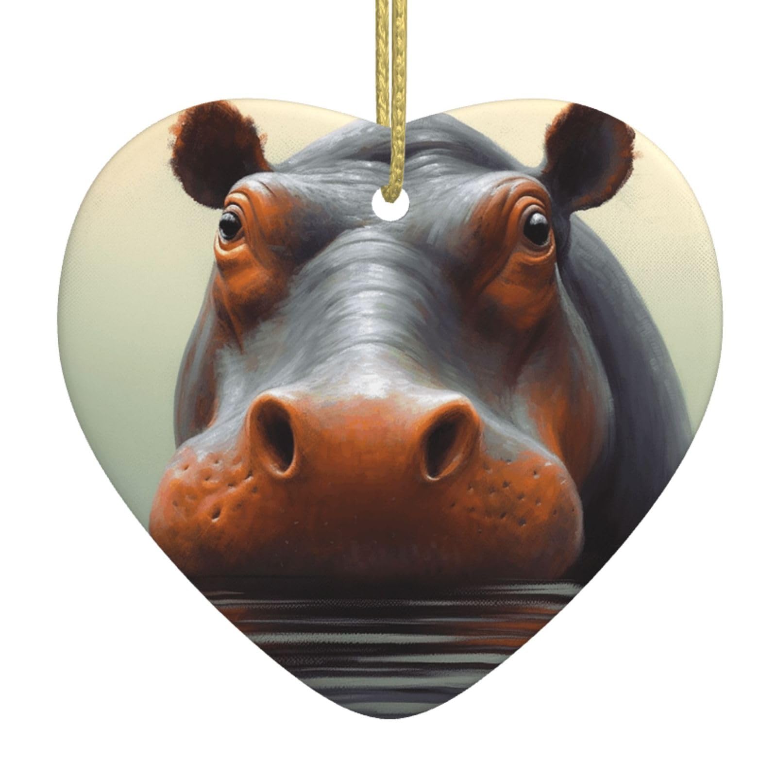 Fodpand Women's White Hippo Christmas Ornaments 2025, Gift Exchange For Men, Collectible Ceramic Ornament Heart Hanging Ornaments For Christmas Tree Decoration