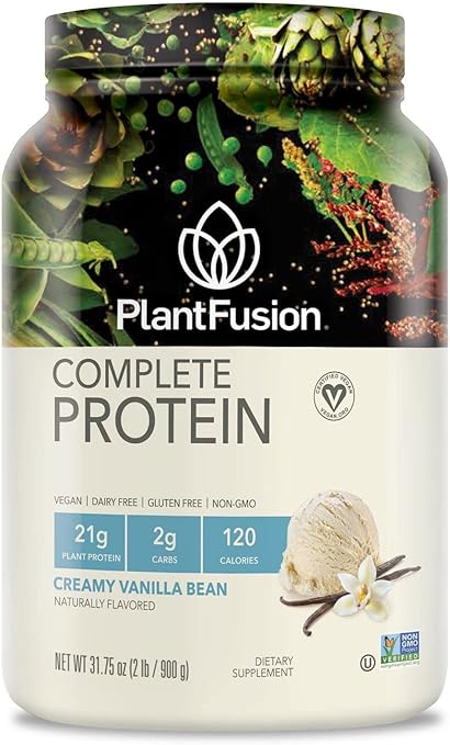 PlantFusion Vegan Protein Powder, Plant Based Protein Powder, BCAAs + Digestive Enzymes, Clean Protein; Dairy Free, Gluten Free, Vanilla 2 lb