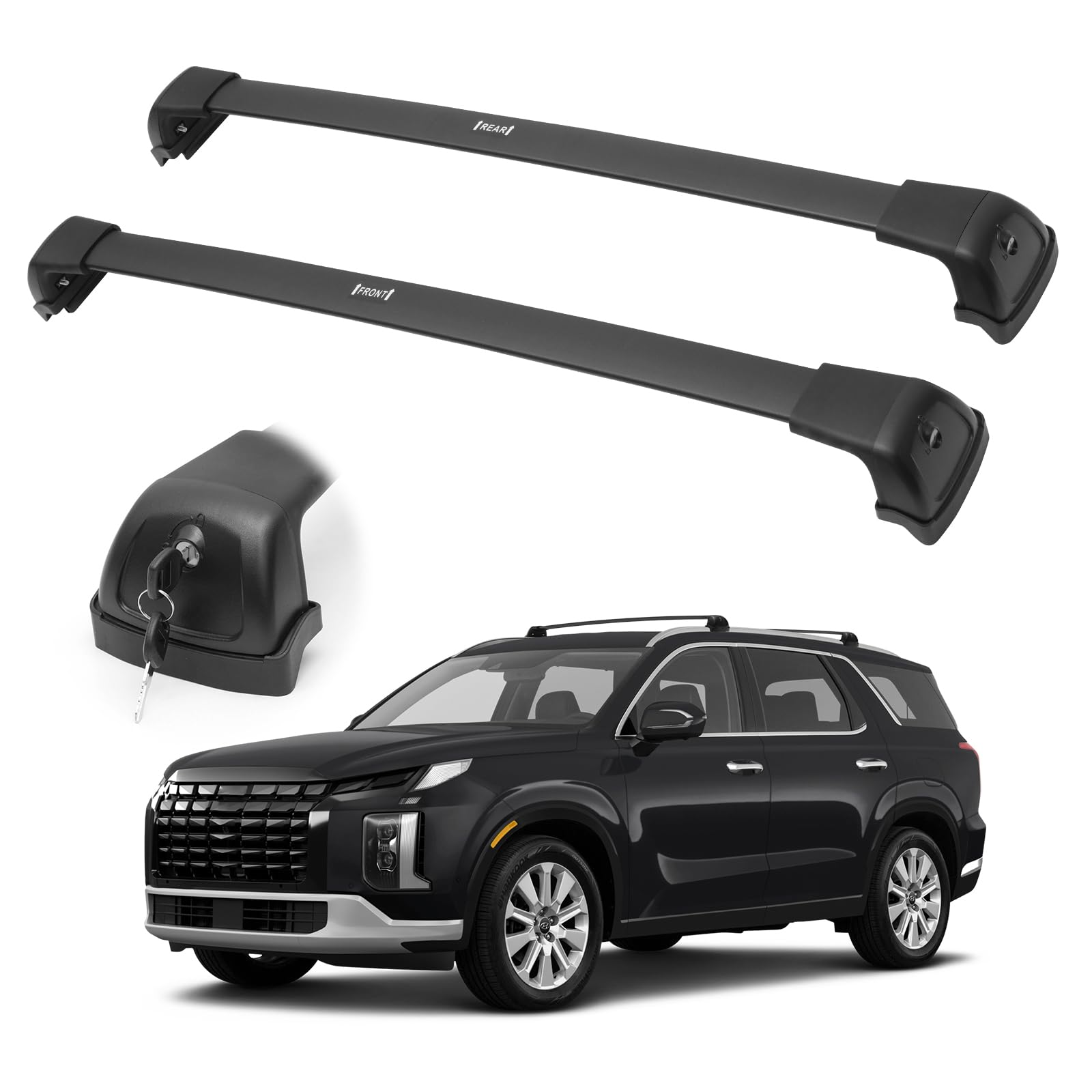 300LBS Lockable Roof Rack Cross Bars Compatible with 4Runner 2025 2026, Anti-Theft Design Heavy Duty Matte Aluminum Roof Rail Crossbars with Raised Side Rails, Rooftop Cargo Carrier Luggage — view 15