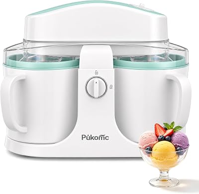 Pukomc Home Swirl Ice Cream Maker Machine with 2 Ice Cream Cup,0.9 quarts