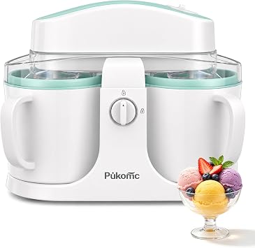 Pukomc Home Ice Cream Maker Machine with 2 Ice Cream Bowls,0.9 quarts