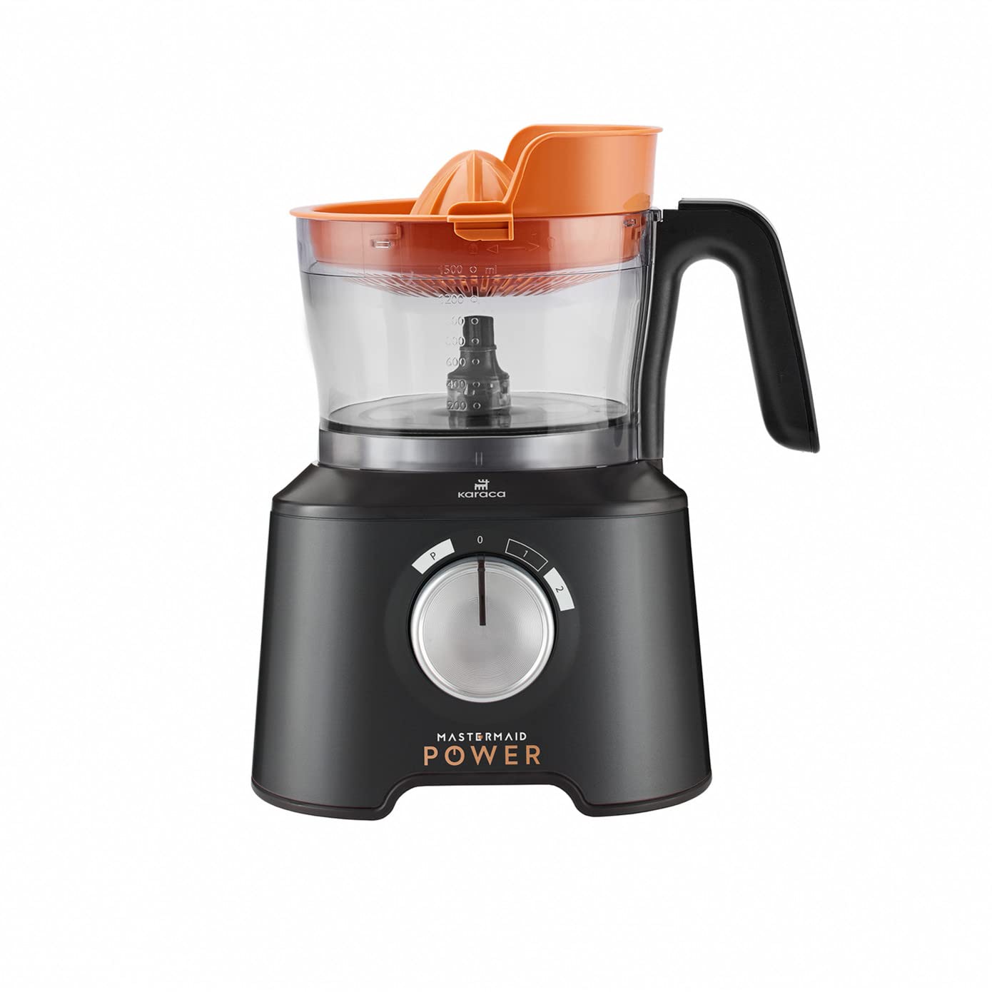Karaca Mastermaid Power Max robot kuchenny 11 w 1, błyszczący, czarny, 2500 W, czarny, pojemność, siekanie, miksowanie, mielenie, tarcie, krojenie