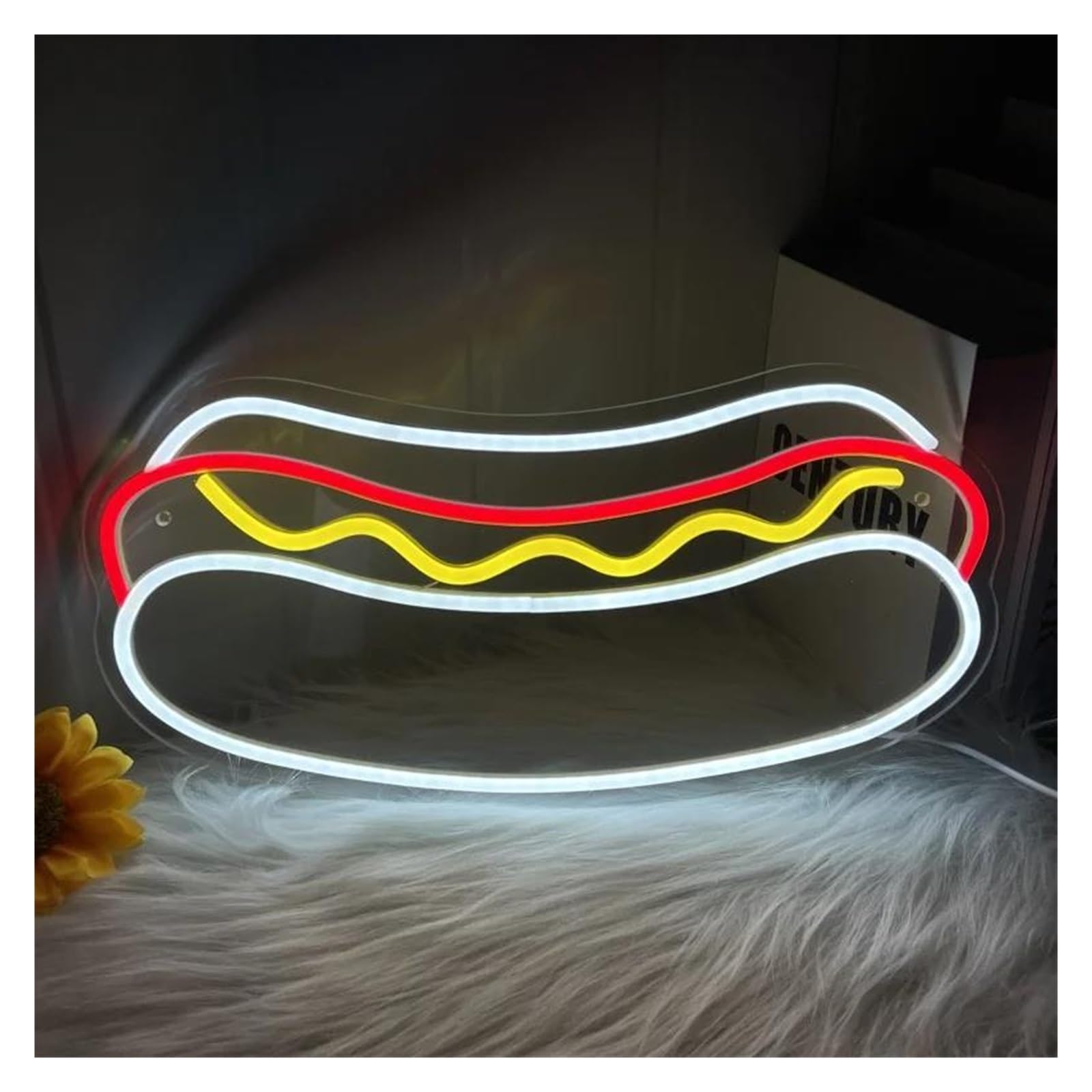 LEMST Sign Lamp Hot Dog Neon Sign, Suitable for Restaurant, Bar Or Street Snack Bar, USB Powered, with Dimmable Switch 20x40cm