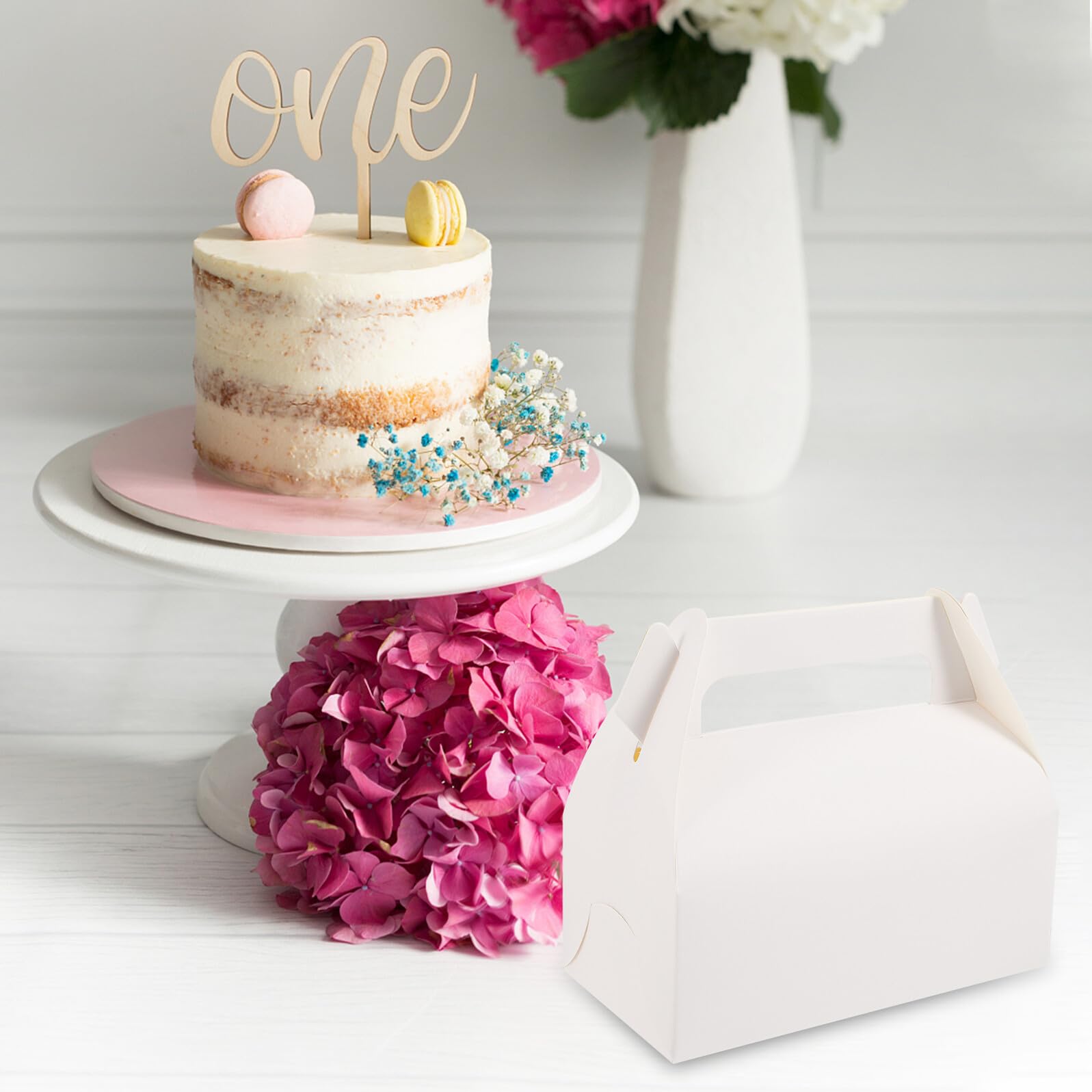 BESPORTBLE 50 Stück Cupcake Boxen aus Weißkarton mit Tragegriff Stabile Gebäckschachteln für Kuchen Muffins Kekse Kompakte Transportbox für Weihnachten Hochzeit Geburtstag