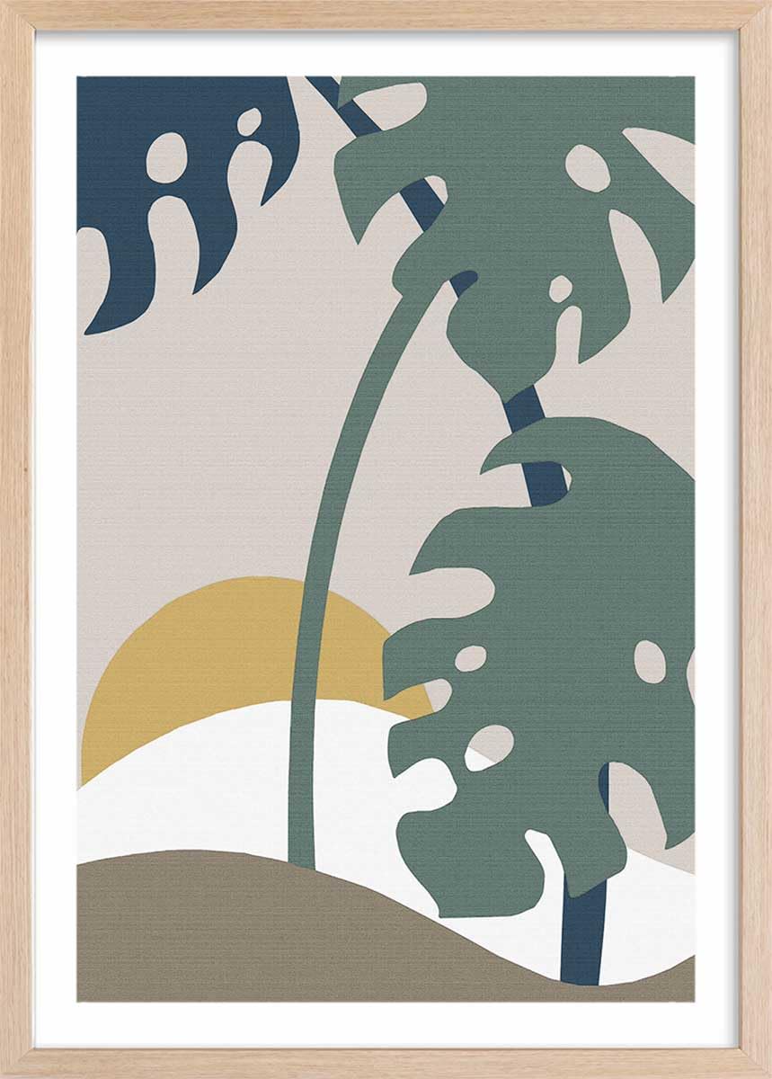Póster de Monstera con efecto tejido, fabricado en Francia, 60 x 90 cm