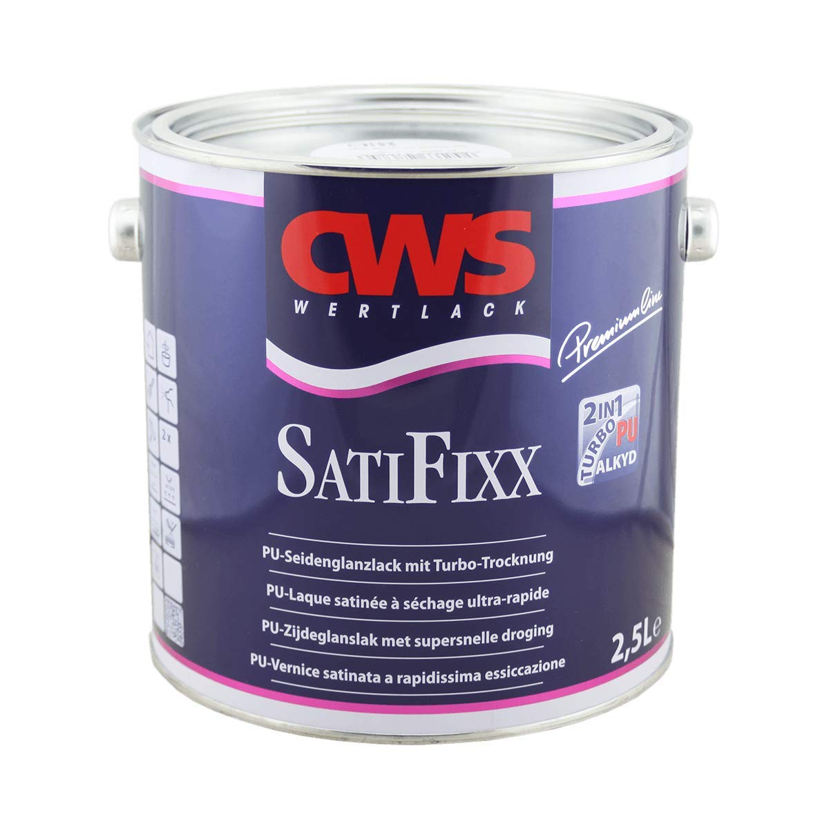 CWS SatiFixx, 2,5L - Seidenglanzlack mit Turbo-Trocknung zur effektiven, seidenglänzenden Grund- und Deckbeschichtung innerhalb eines Tages
