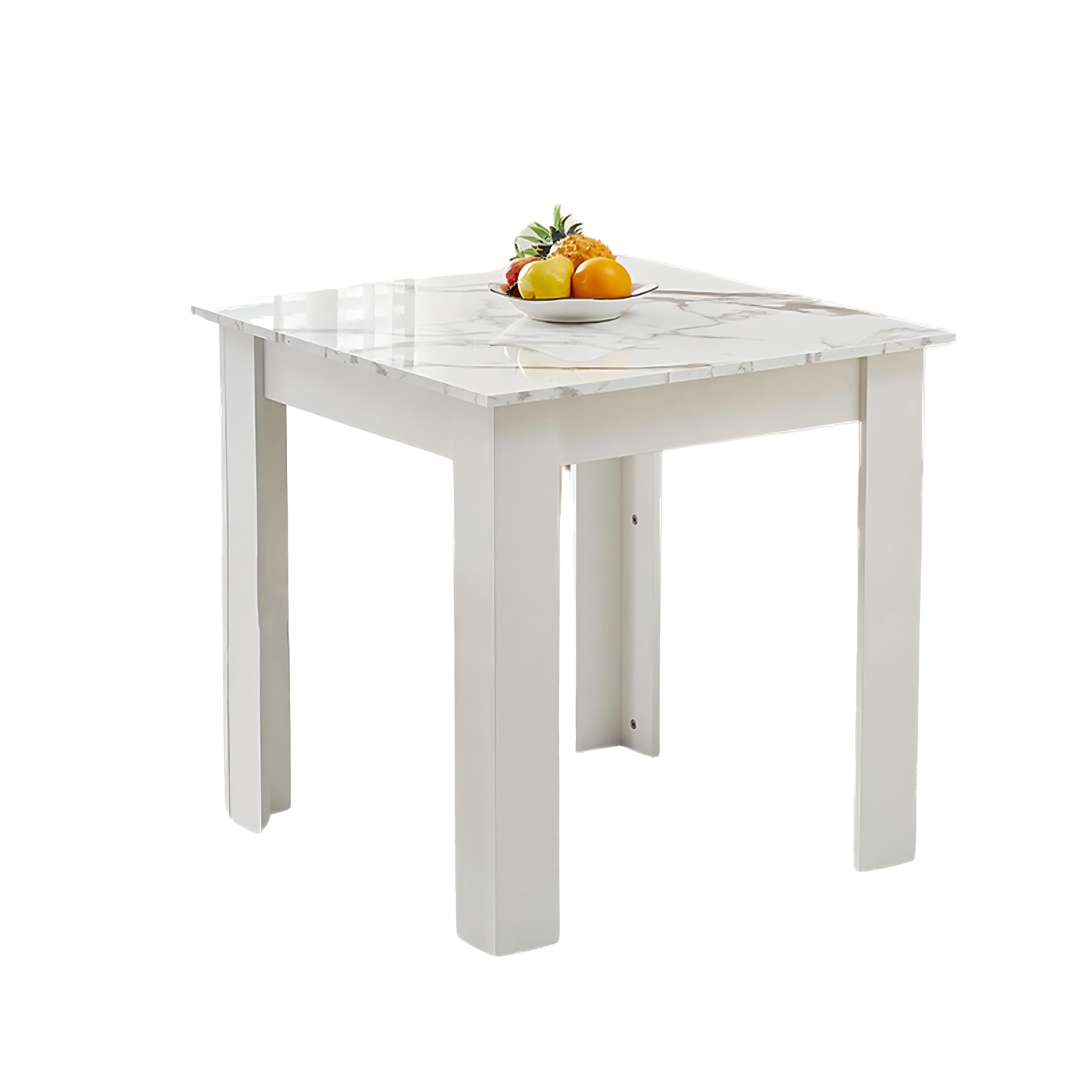 Homullel Dining Table, Kitchen Table for 2-6 Seater, for Dining Room, Kitchen, Multiple Sizes and Colours Available (Glossing, Marble White, 75x75x75 cm)