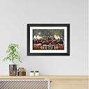TenorArts Manchester United Champions League Poster UCL Year Trophy Celebration Wall Photo Frame Painting with Matt Finish Black Texture (12 inches x 9inches) gallery image