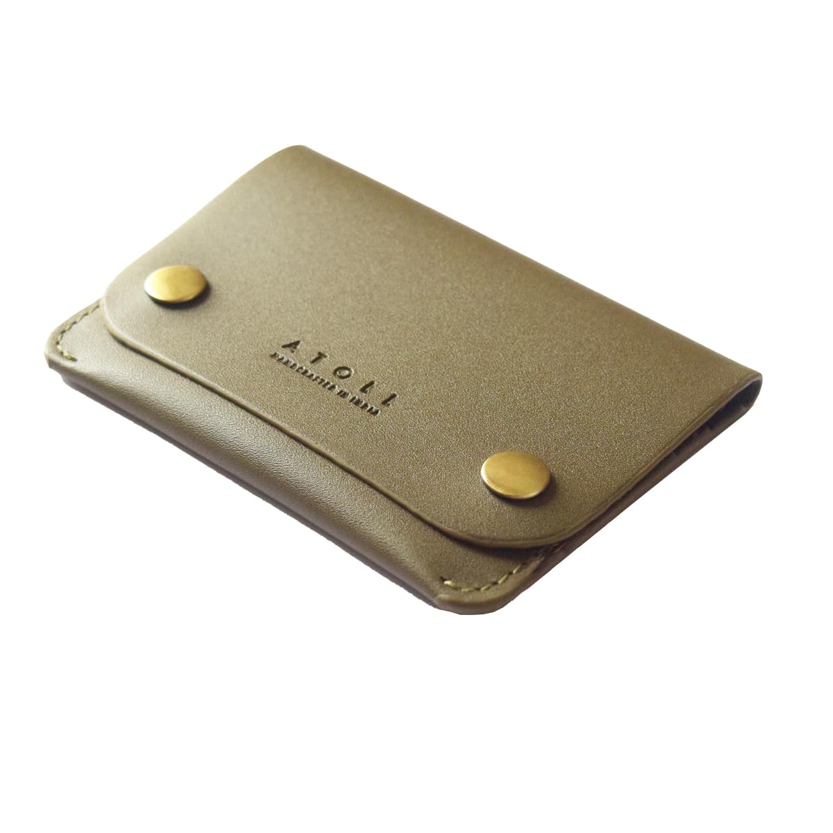 Atoll Petra Leather Card Holder Wallet for Man with Secure Snap Closure, Slim & Minimalist Design, Finished Edges, ATM Card Holder & Visiting Card Organizer