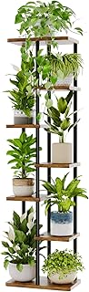 Bamworld Tall Plant Stand Indoor, 7 Tier Plant Shelf for Multiple Plants, Tiered Flower Pot Stands for Patio Garden Balcony Living Room Bedroom, Brown
