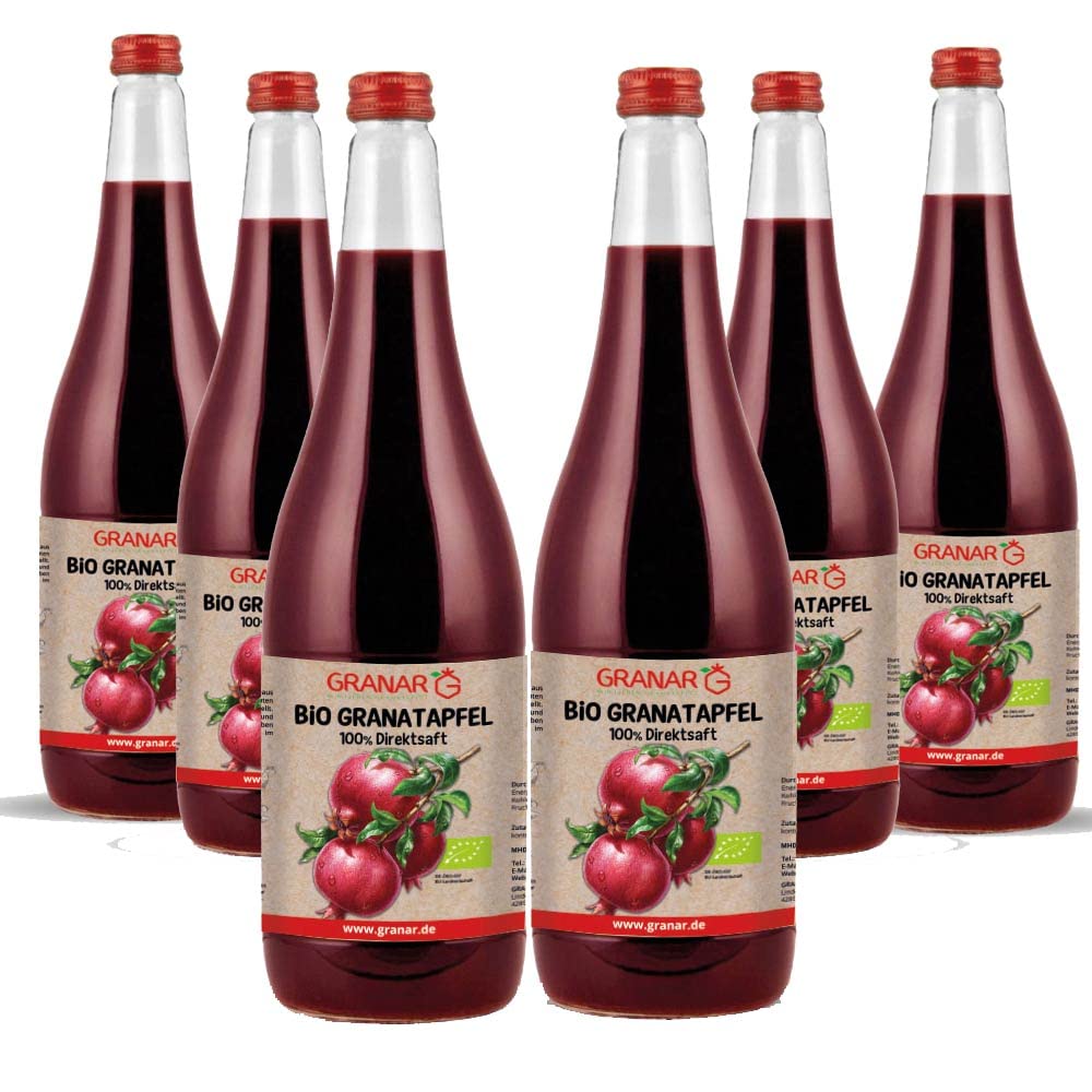 Granar Bio Granatapfel Muttersaft, Granatapfelsaft Direktsaft, naturbelassen, naturtrüb, Bio-Direktsaft Made in Germany 970ml (6x970ml)