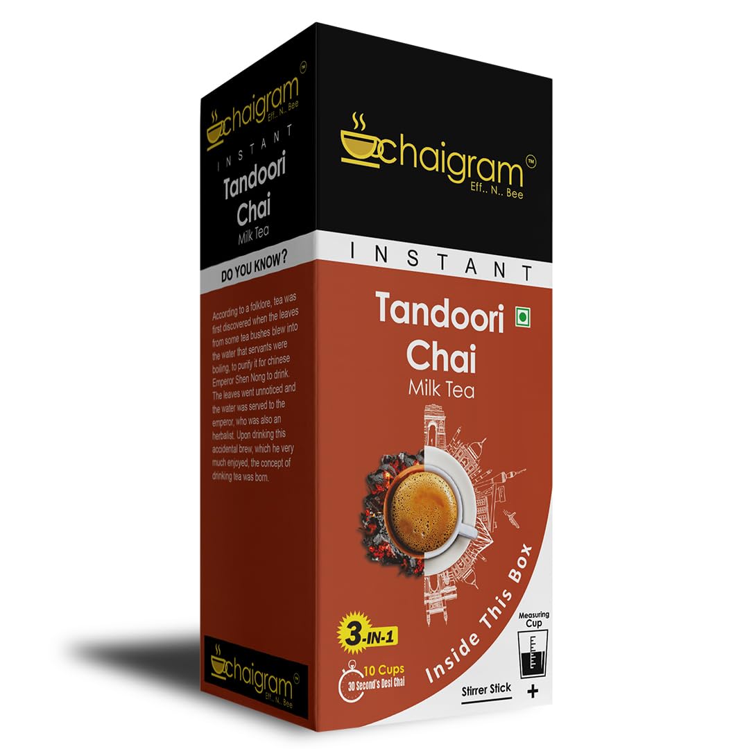 CHAIGRAM Tandoori Tea Instant Tea Premix (Tea Powder) | fine blend of assam tea | strong and rich taste with organic ingredients | no caffeine | low sugar (10 Sachets, 10 x 14g =140g) | 30 sec tea (B0BWBVXHZR) Amazon Price History, Amazon Price Tracker