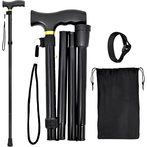 Tyimble Folding Walking Cane - Lightweight, Adjustable, Anti-Slip, Portable, with Storage Bag and Strap, Suitable for Men, Women, and The Elderly.