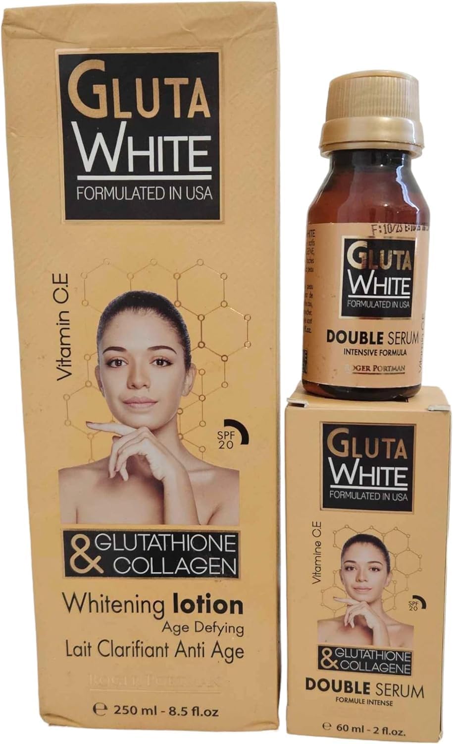 Gluta White Age Defying Lotion With Glutathione & Collagen 250ml + Serum 60ml x One Each
