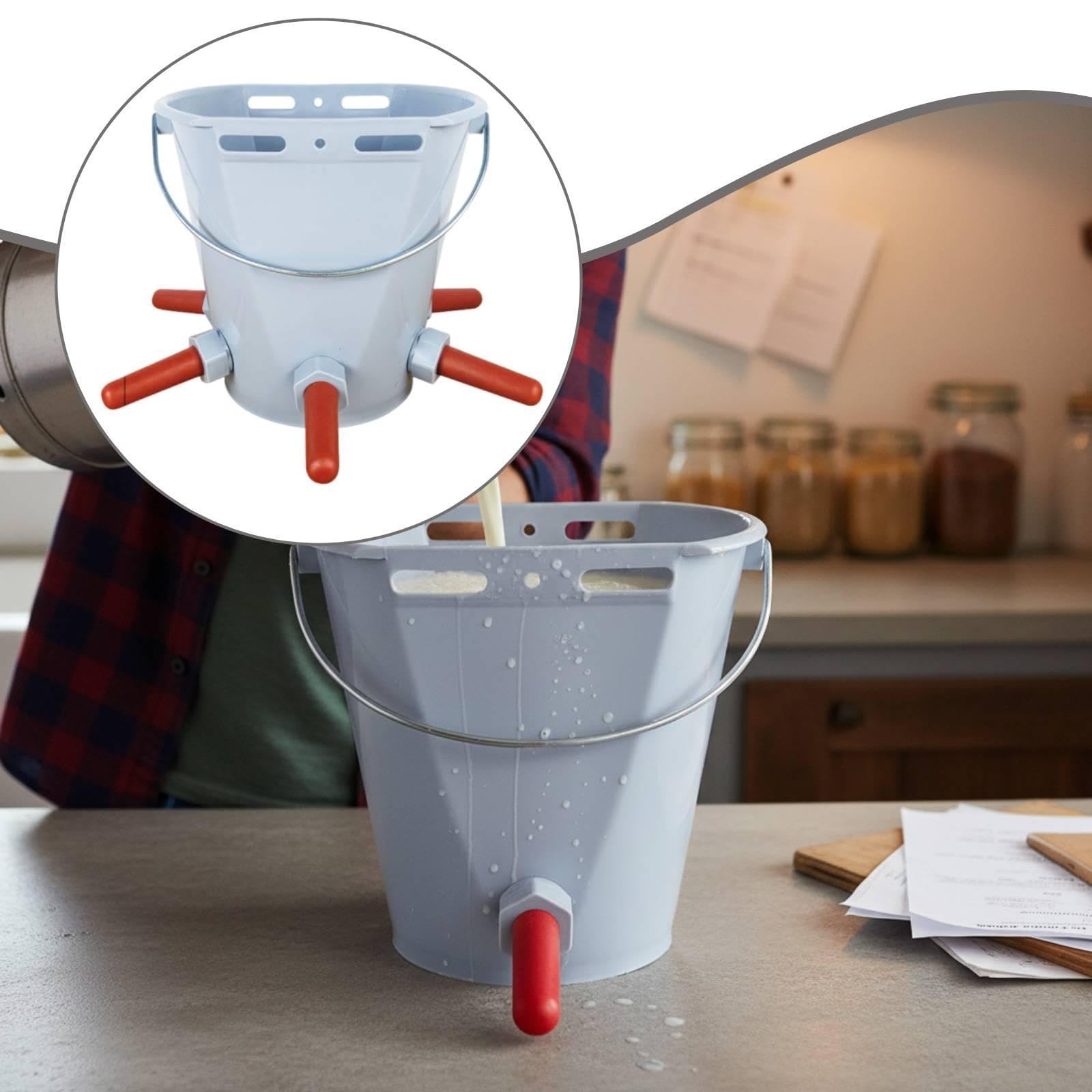 Cubo alimentador terneros, Cubo alimentación Leche, Gran Capacidad, Accesorios, Durabilidad con, práctico, con Escala, alimentación, Gris con 5 Pezones