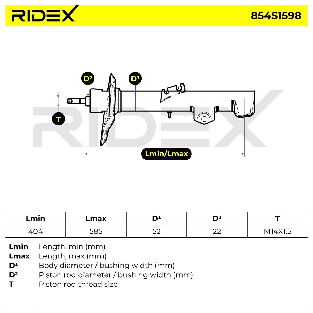 RIDEX 2x Amortisseur Avant Avant Droite Avant Gauche Pression de gaz Compatible avec BMW 3 Berline E36 3 Coupé E36 3 Compact E36 3 Cabriolet E36 Z3 Roadster E36