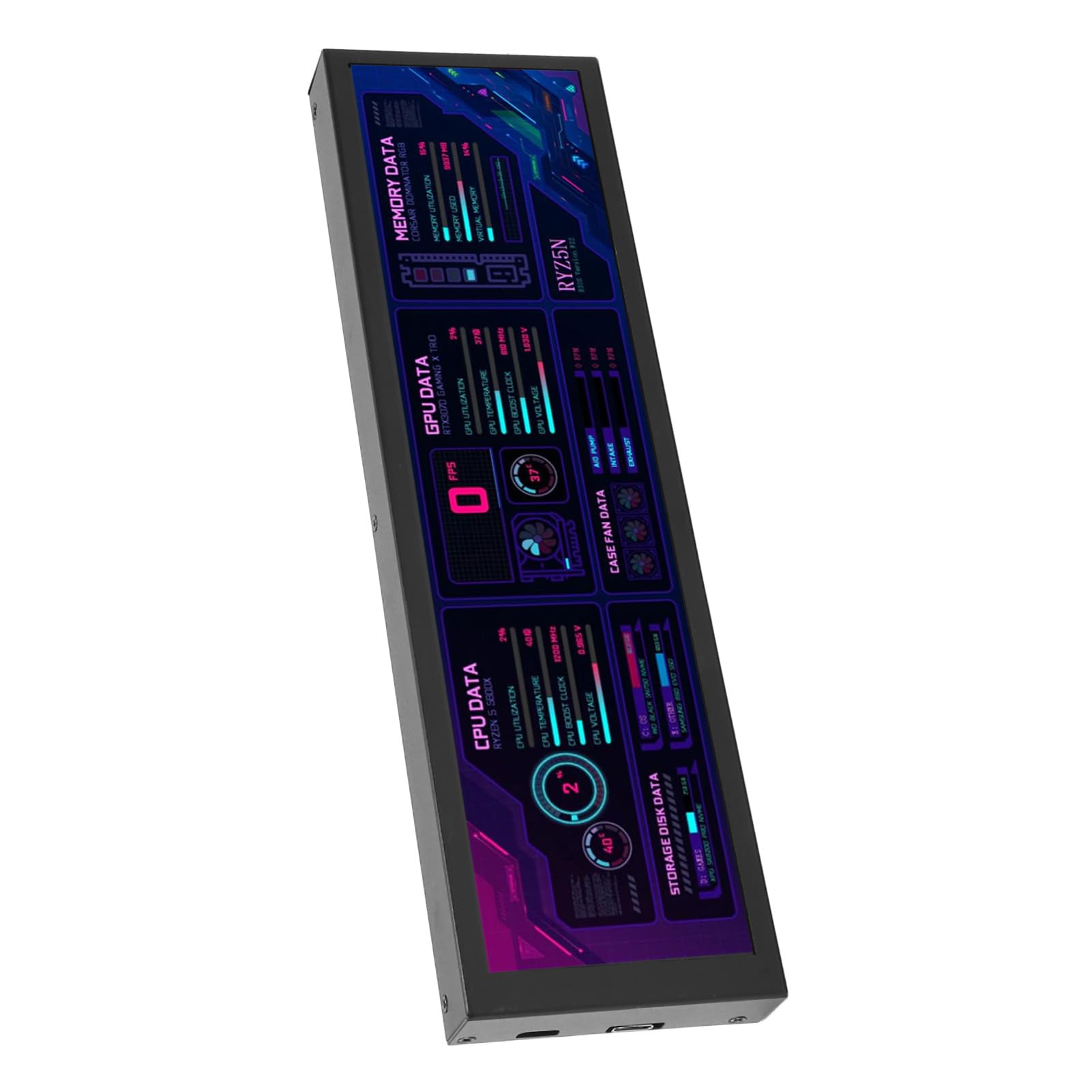 Denash Stop Aluminium 8.8-calowy Kompostemp IPS-Display, rozdzielczość 1920x480 Hz z DIY DETD, PC PC dla, (BLACK)