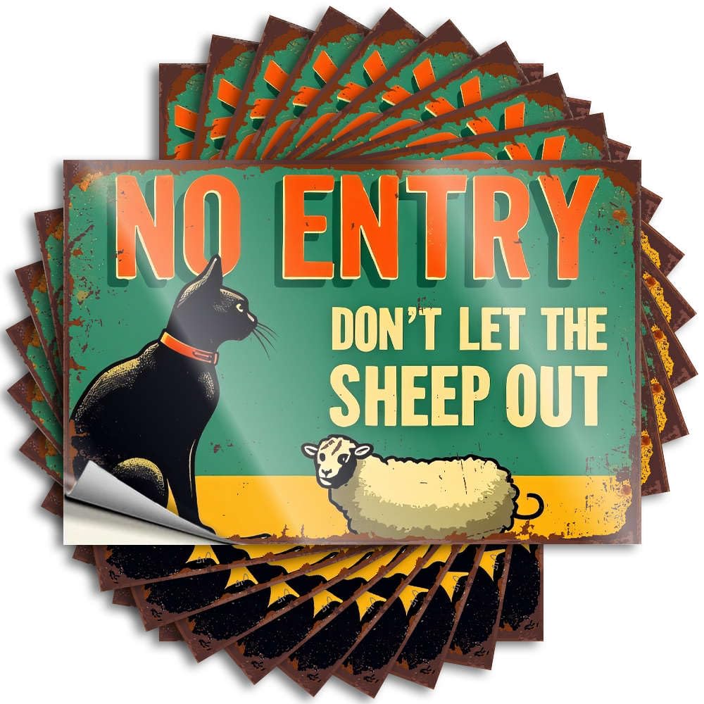 Tattoos - Heavy Cover No Entry. Don't Let The Sheep Out. for Motorcross Restroom Decor(12X18CM)