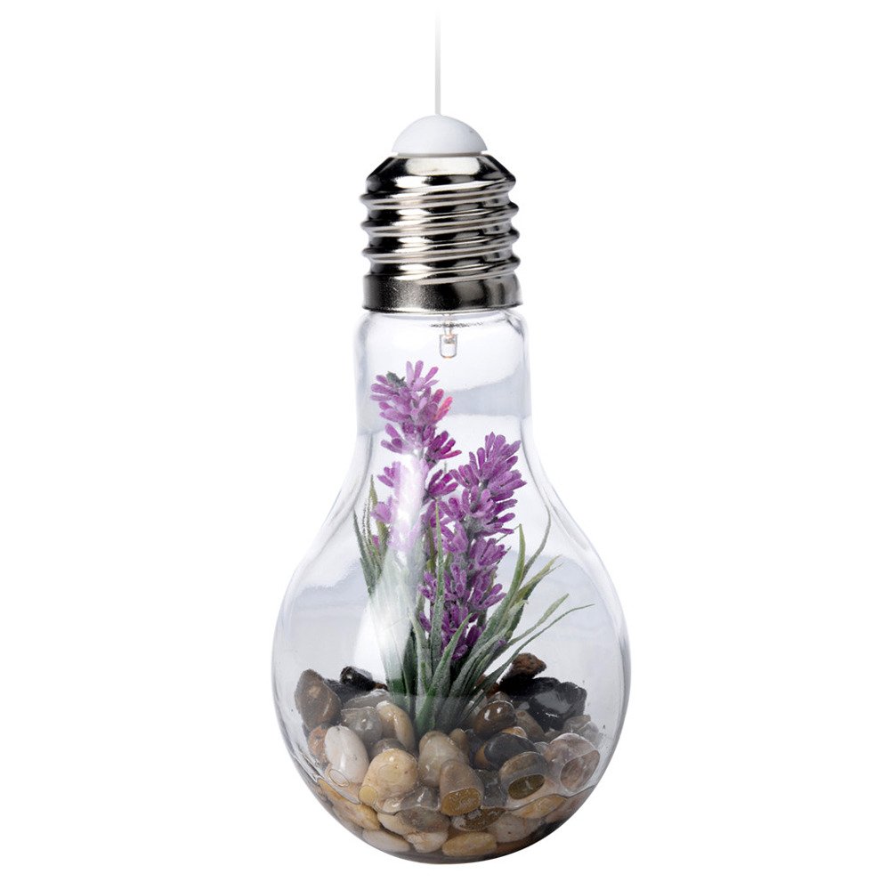 Decorative LED lamp with artificial flower (purple flowers).