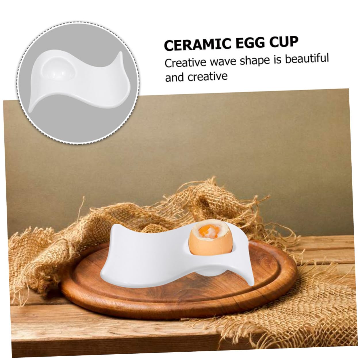 Hemobllo Lot De 6 Porte-œufs en Céramique Blanche, Coupelles Pratiques pour Œufs Durs, Assiettes Multifonctions Maison Service à Table