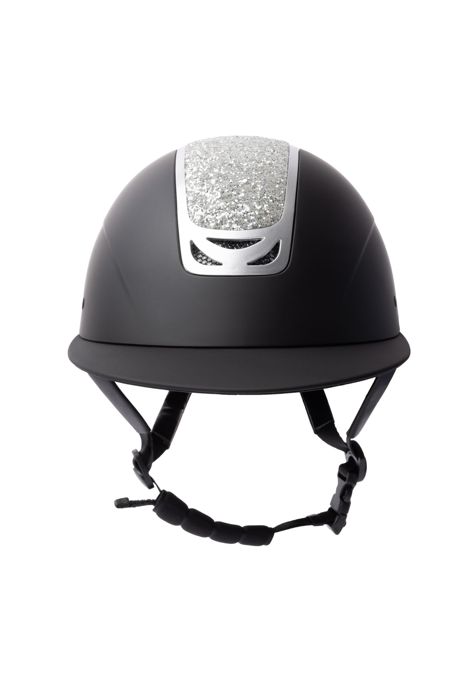 Horze Casco da equitazione da donna con cristalli, CE EN 1384:2023, regolabile, glitter argento, nero, 49/51