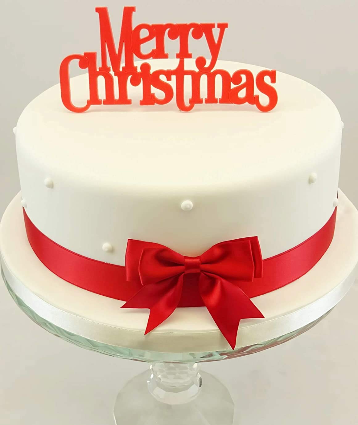 Merry Christmas Large Motto Ribbon & Bow Cake Topper Decoration Packs