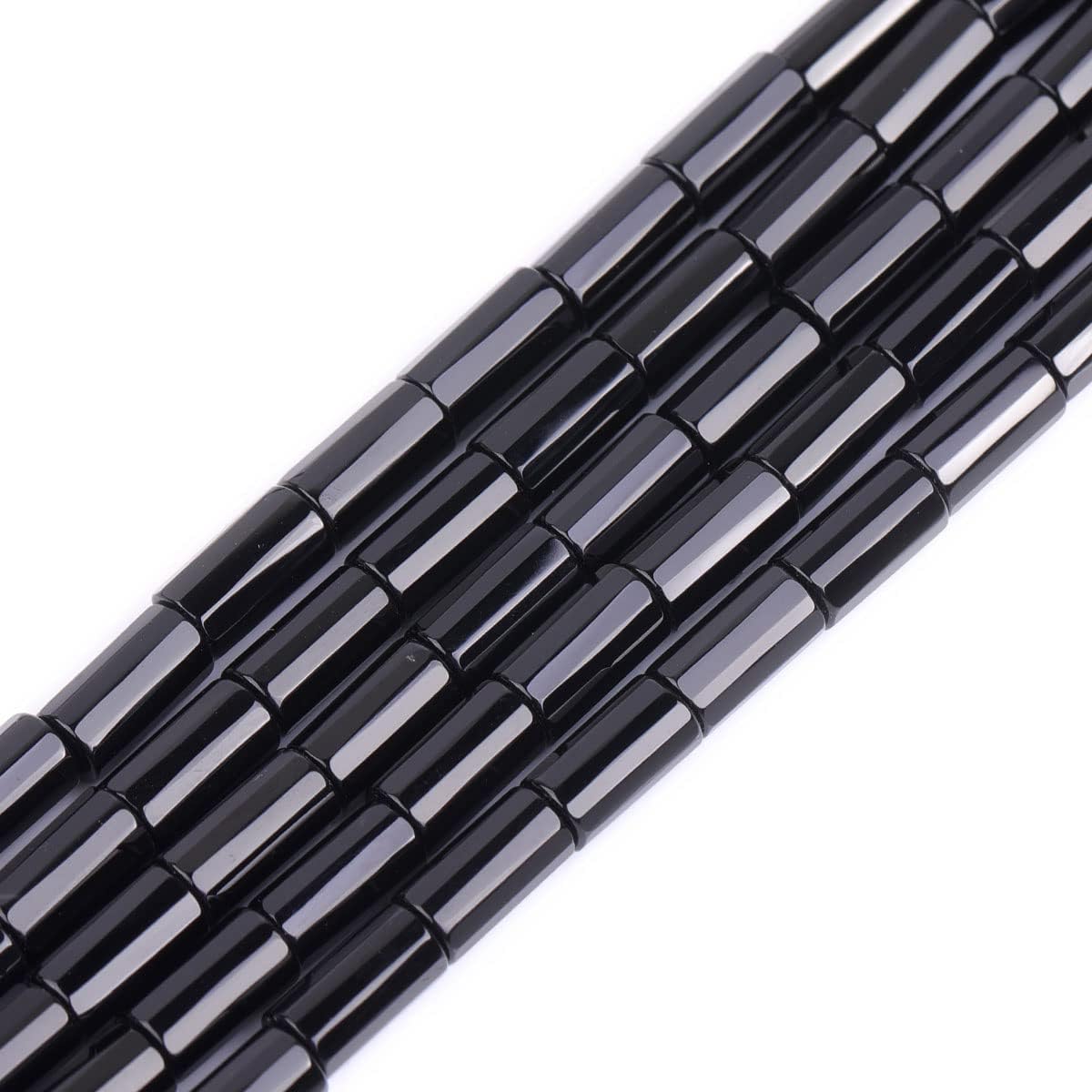 JOE FOREMAN 13x18mm Black Agate Semi Precious Gemstone Column Faceted AA Grade Loose Beads for Jewelry Making DIY Handmade Craft Supplies 15"