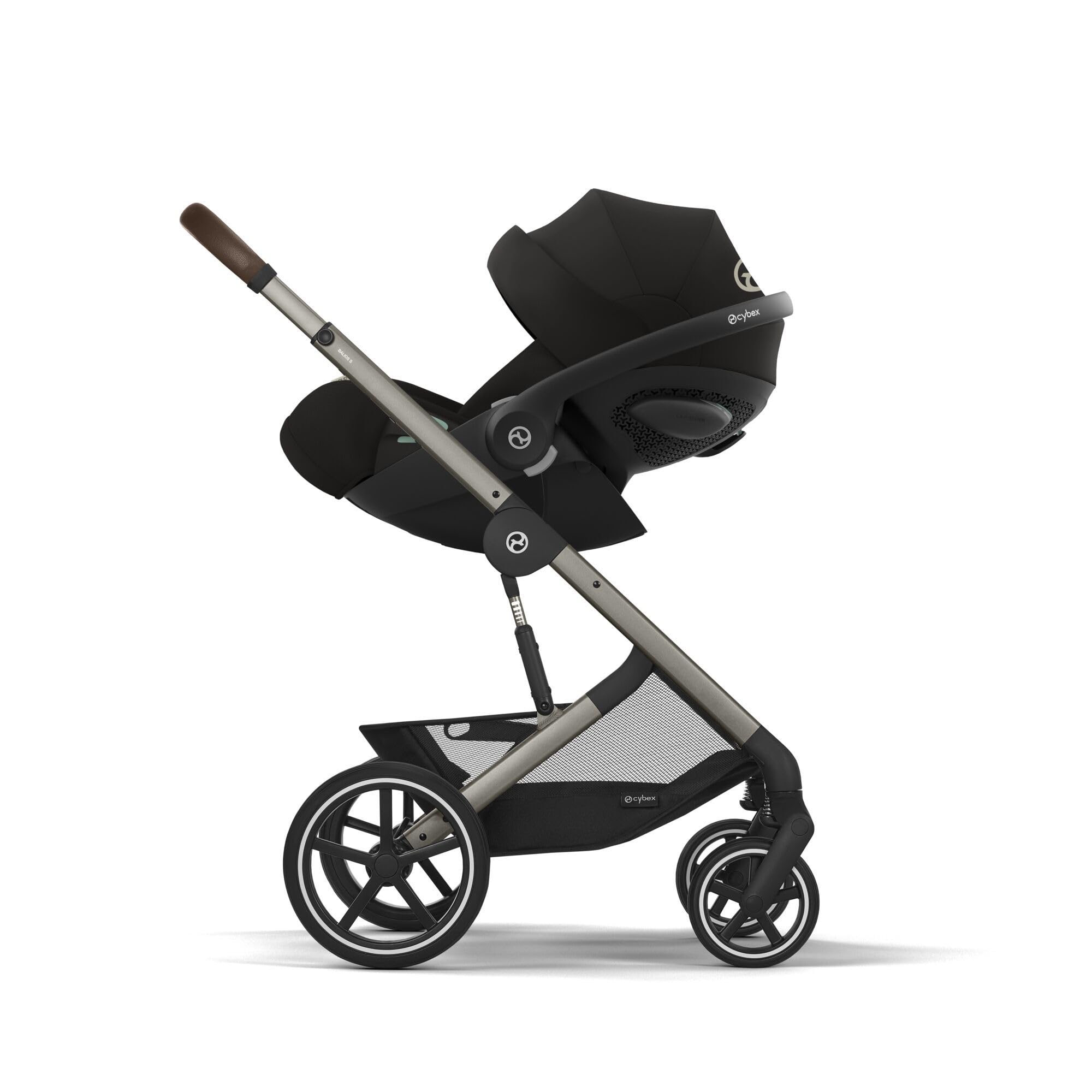 CYBEX Gold Babyschale Cloud G3 Plus, Ab Geburt bis ca. 24 Monate, Für Kinder ab 40 cm bis 87 cm, Max. 13 kg, 180° Drehfunktion, Mesh-Stoff, Inkl. Neugeboreneneinlage, Moon Black