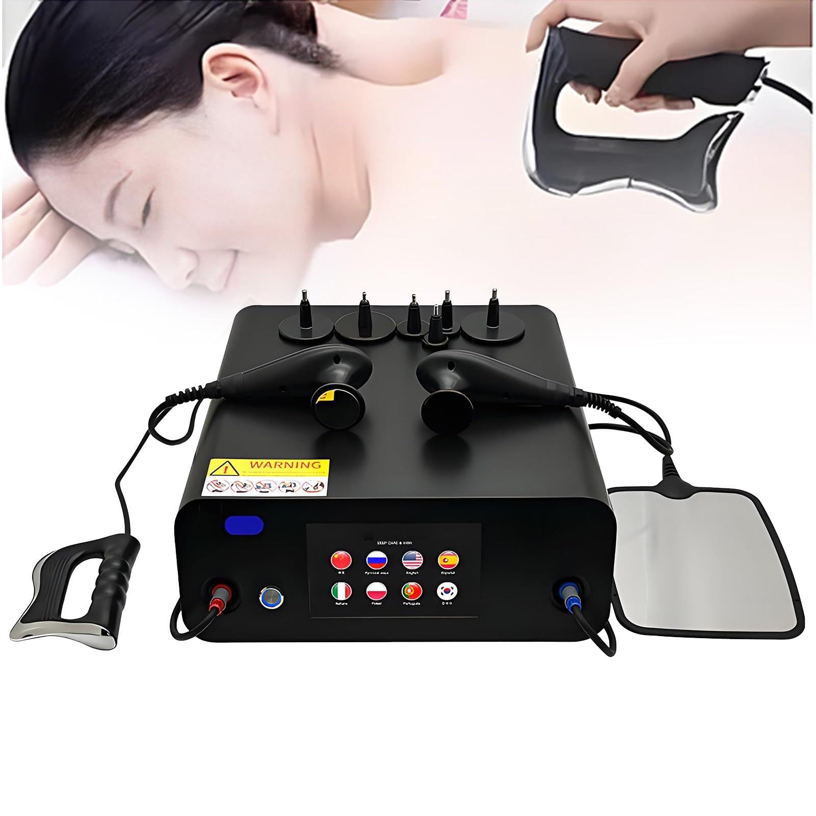 Apparecchio per Tecarterapia a 448 k,Dispositivo Tecar CET RET,Terapia Fisica,Gestione del Dolore con 8 sonde,2 Maniglie e 1 Piastra negativa,modellamento + Assistenza Sanitaria