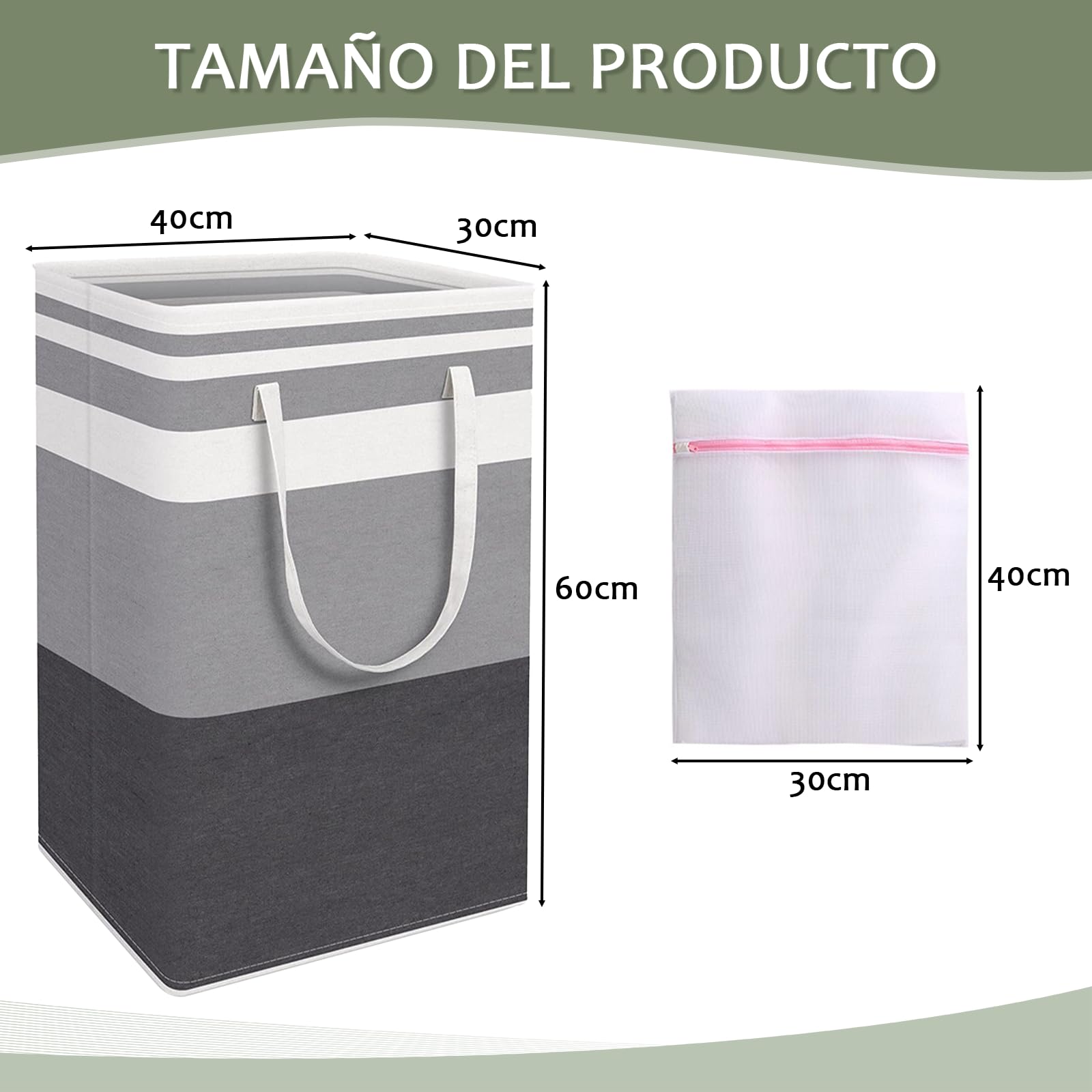 75L Cesta Plegable para Ropa Sucia, 2 Bolsas Lavadora, Impermeable de Tela, Gran Capacidad, Ideal para Lavadero y Almacenamiento