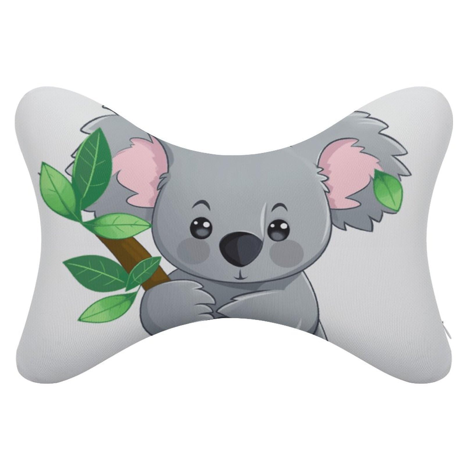 FekiLoot Green Leaf Koala Car Headrest Set of 2,Softness Memory Foam Car Neck Pillow with Breathable Removable Cover Car Neck Support Pillow Ergonomic for Driving, Office