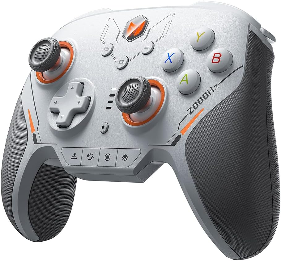 BIGBIG WON BLITZ 2 Pro PC Video Game Controller, TMR Electromagnetic Joystick,2000Hz Wireless Polling Rate,1000Hz Gyroscope,16 Mechanical Buttons,PC+Mobile APP Gamepads for FPS Games-Gray