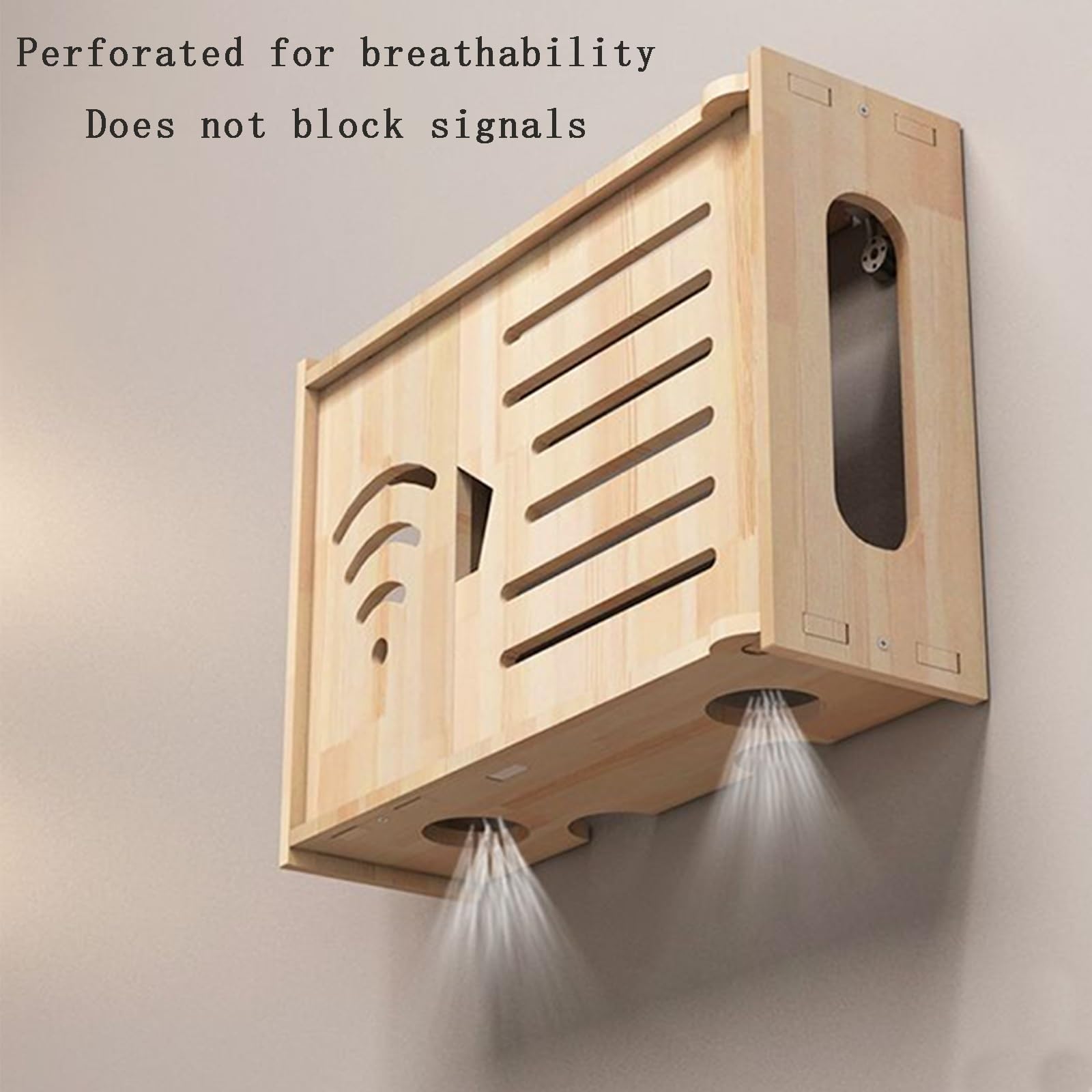 Massivholz Router Schrank,Wall Mounted WiFi Storage Box-Router Verstecken, Aufbewahrungsbox-Kabelbox,TV Set Top Box Organisator-Holz Dekoratives Regal(48 * 24 * 10cm)