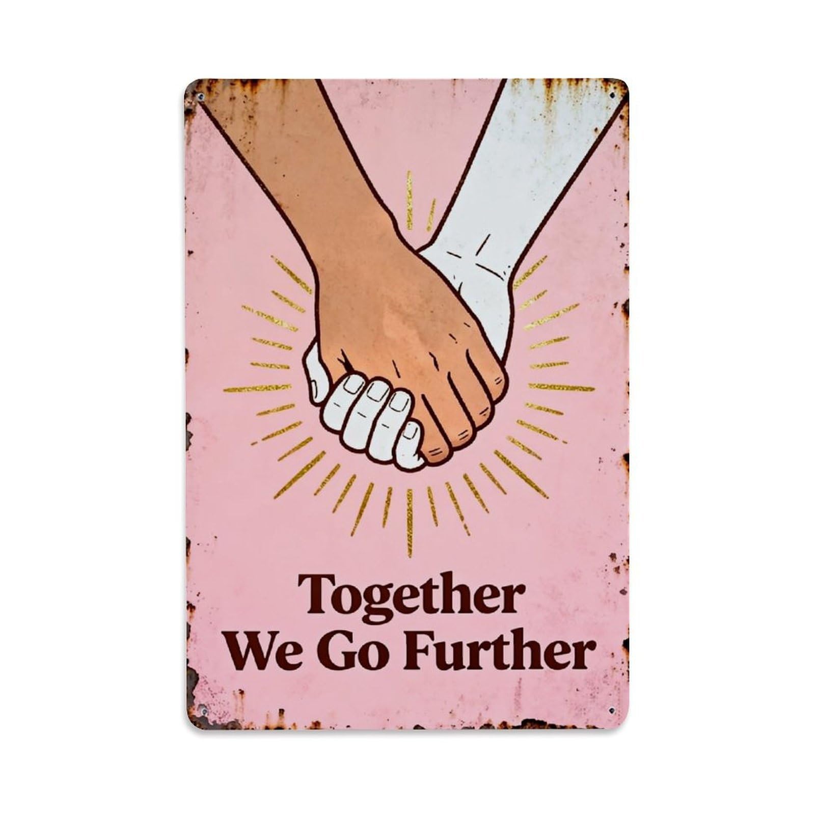Jdfenggu Vintage Hands Holding Together With Light Rays Retro Metal Tin Sign, Decor Art Poster For Bar, Home, Man Cave, Kitchen, Laundry Room Gift 8X12inch