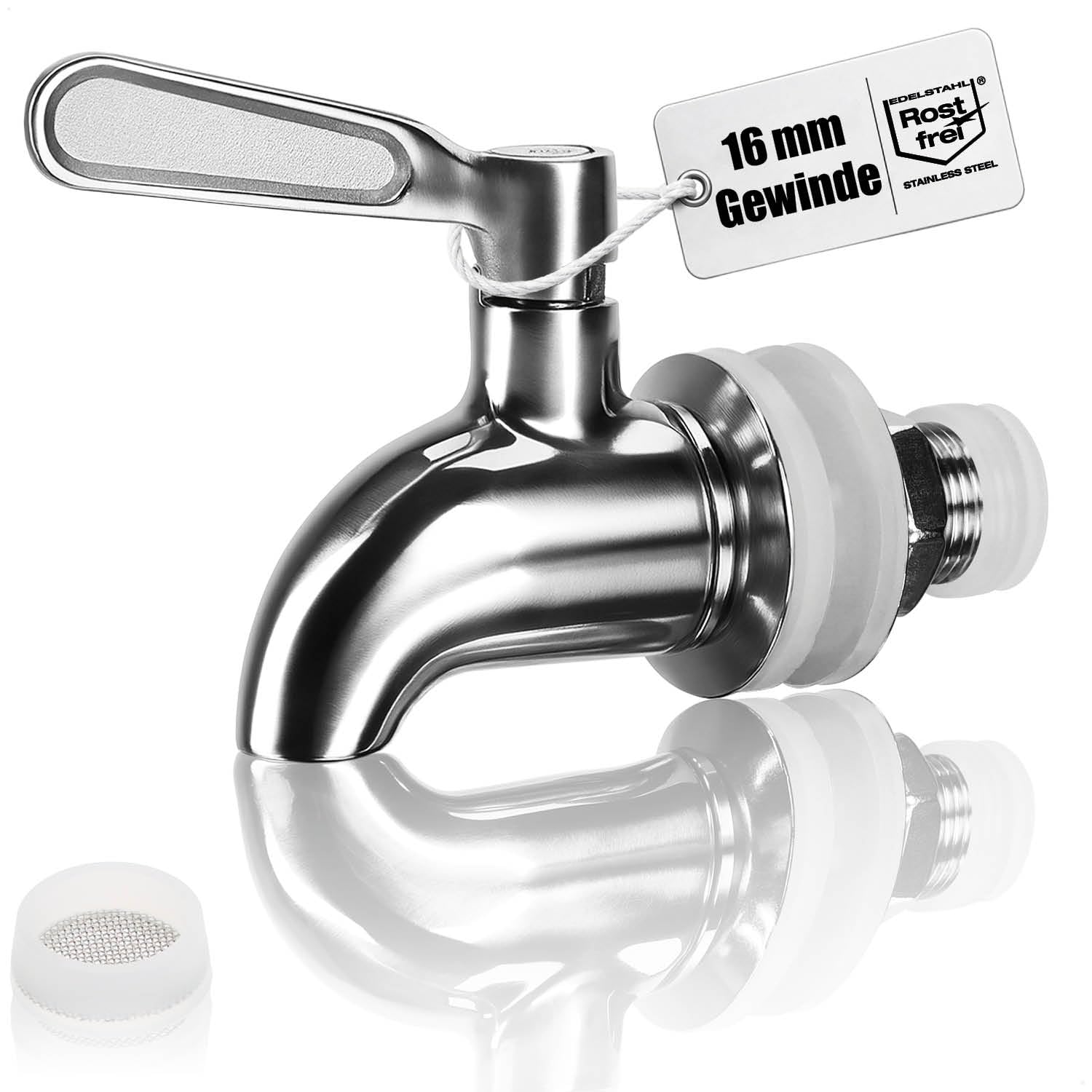 COM-FOUR® Stainless Steel 304 Tap (16 mm Thread) with Accessory Set