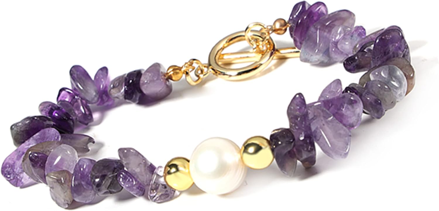 Manfnee Irregular Natural Stone Elastic Bracelet Yoga Meditation
