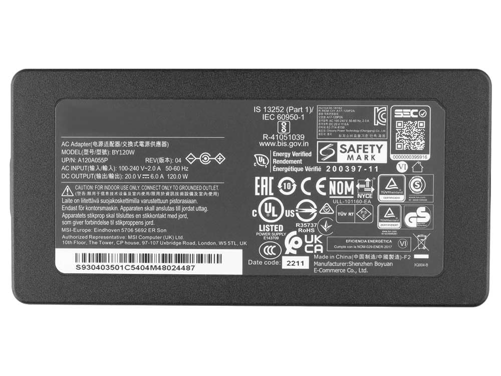 Vanzflow 120W Charger for MSI GF63 GV15 GV15-Thin-11SC Thin 15 A15 B13V
