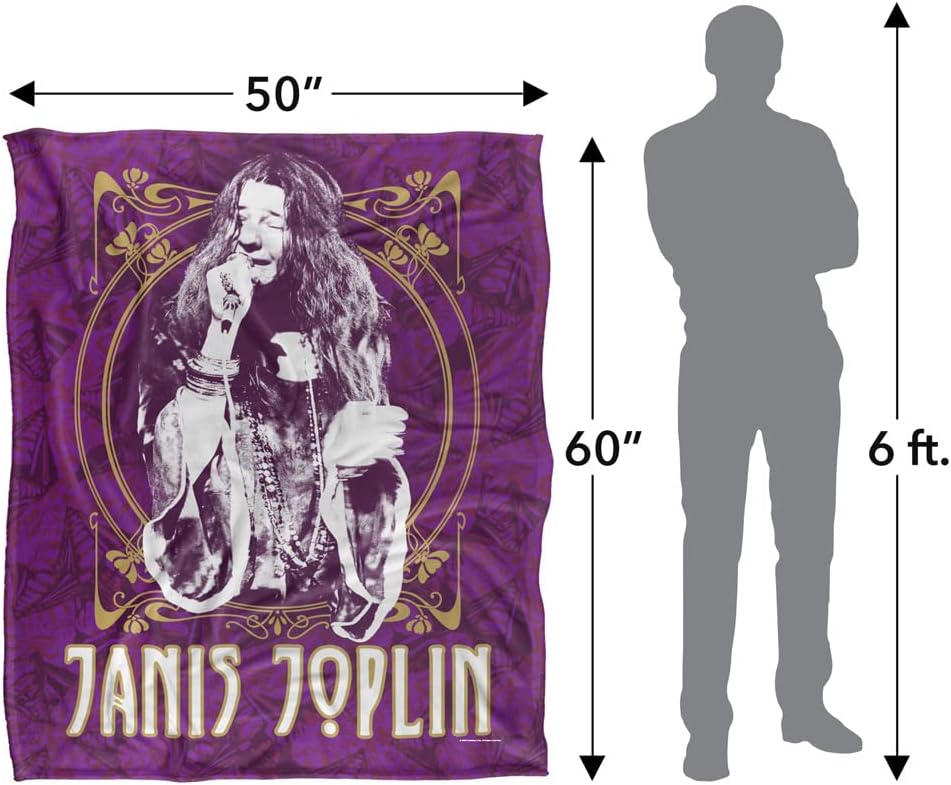 Janis Joplin Blanket, 50"x60" Janis Gold Framed Silky Touch Super Soft Throw Blanket