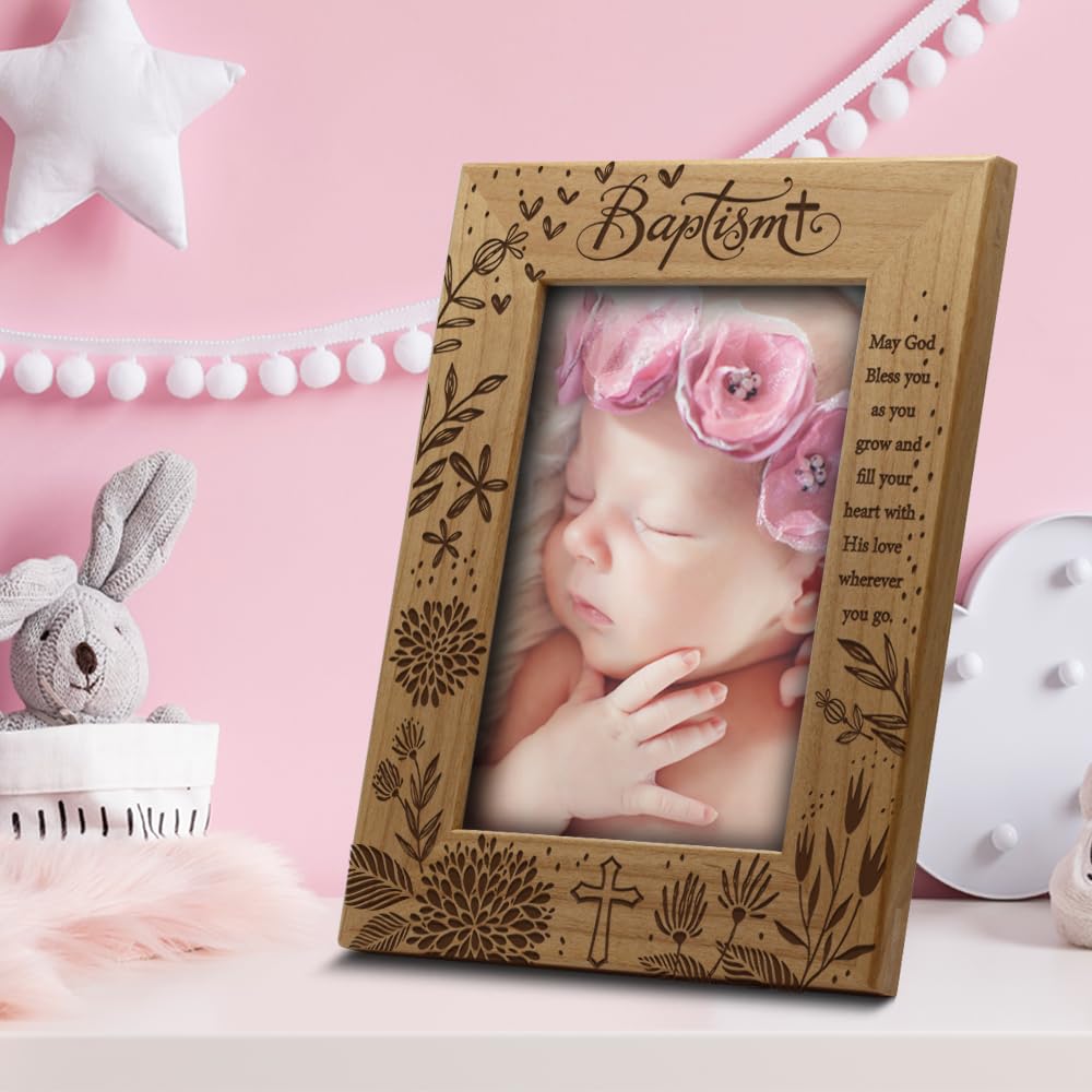 BELLA BUSTA -Blessings Baptism Christening Baby Girl/Boy Baptized Presents from Godparents -Ceremony of Baptizing a Child-Engraved Frame (5x7 Vertical)