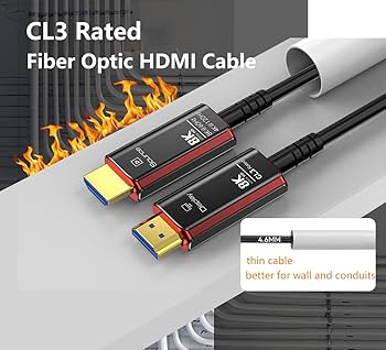 CL3定格HDMIケーブル、8K 48Gbps 光ファイバー超高速ロングHDMI Amazon | DGHUMEN 30フィート CL3定格HDMIケーブル、8K 48Gbps