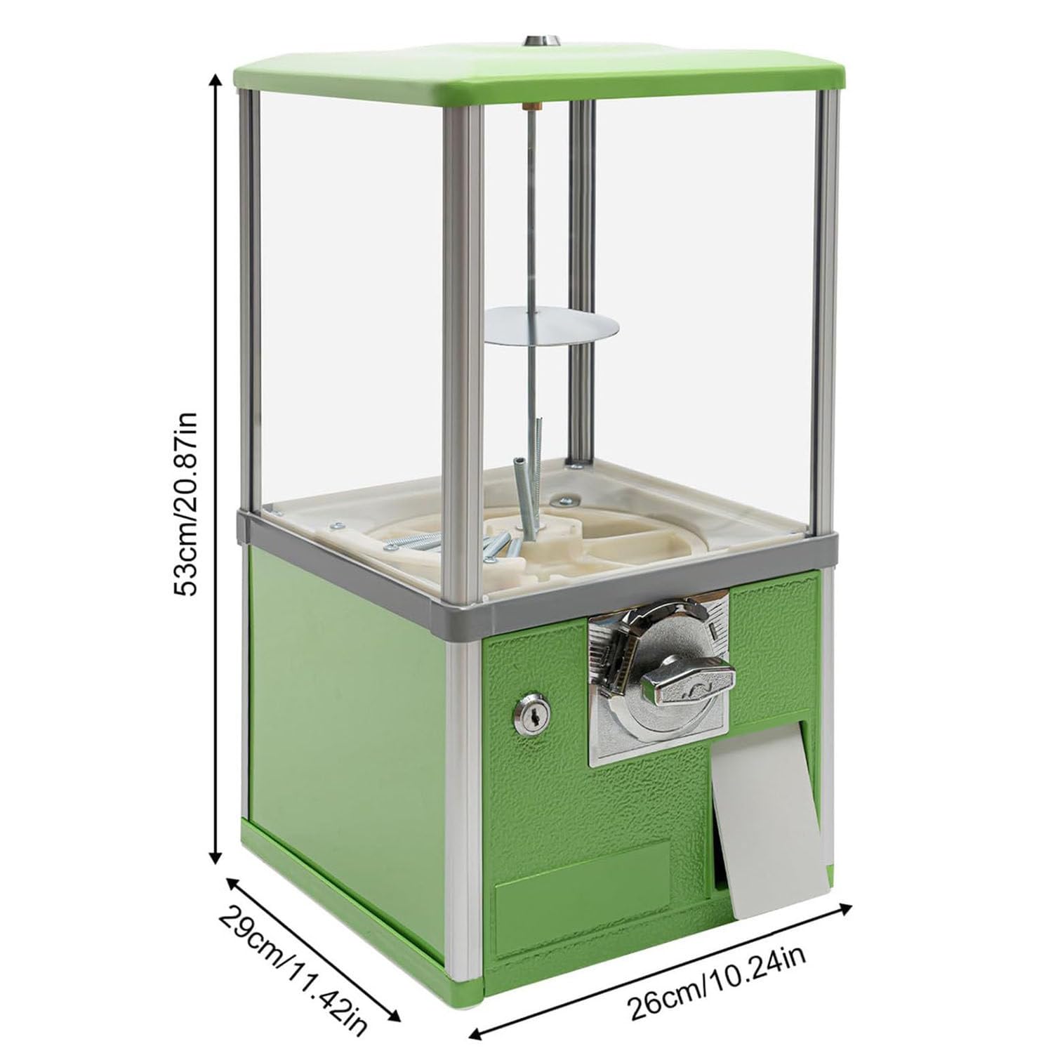 Bonbonautomat, kommerzieller Bonbon-Kaugummiautomat, automatischer Kapselautomat für Einzelhandelsgeschäfte, Hüpfball-Spender für Spieleläden, weiß (Green)