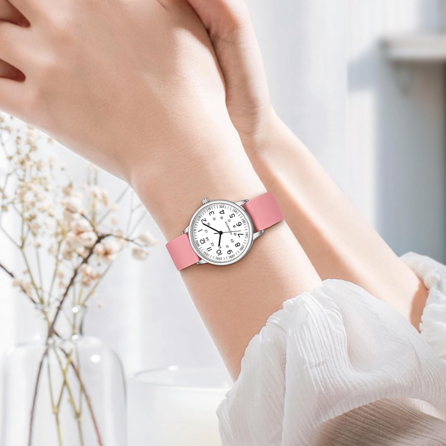  Women Watch for Nurse Easy to Read Dial Wristwatches Silicone Band Watches Second Hand and 24 Hour Nurse Watches thumbnail