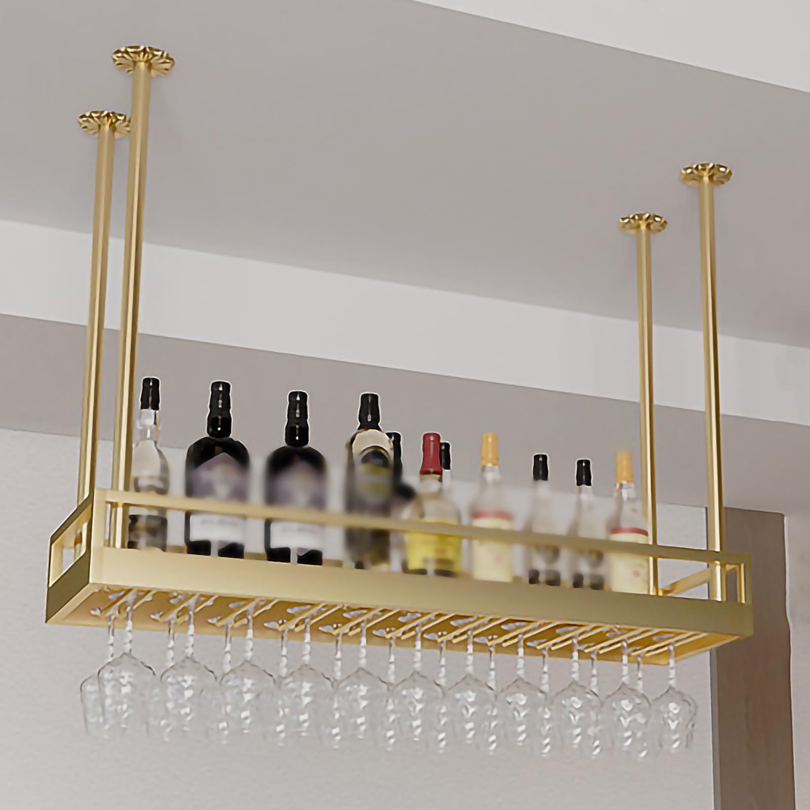 Support de rangement pour verres à vin suspendu en métal pour libérer votre comptoir