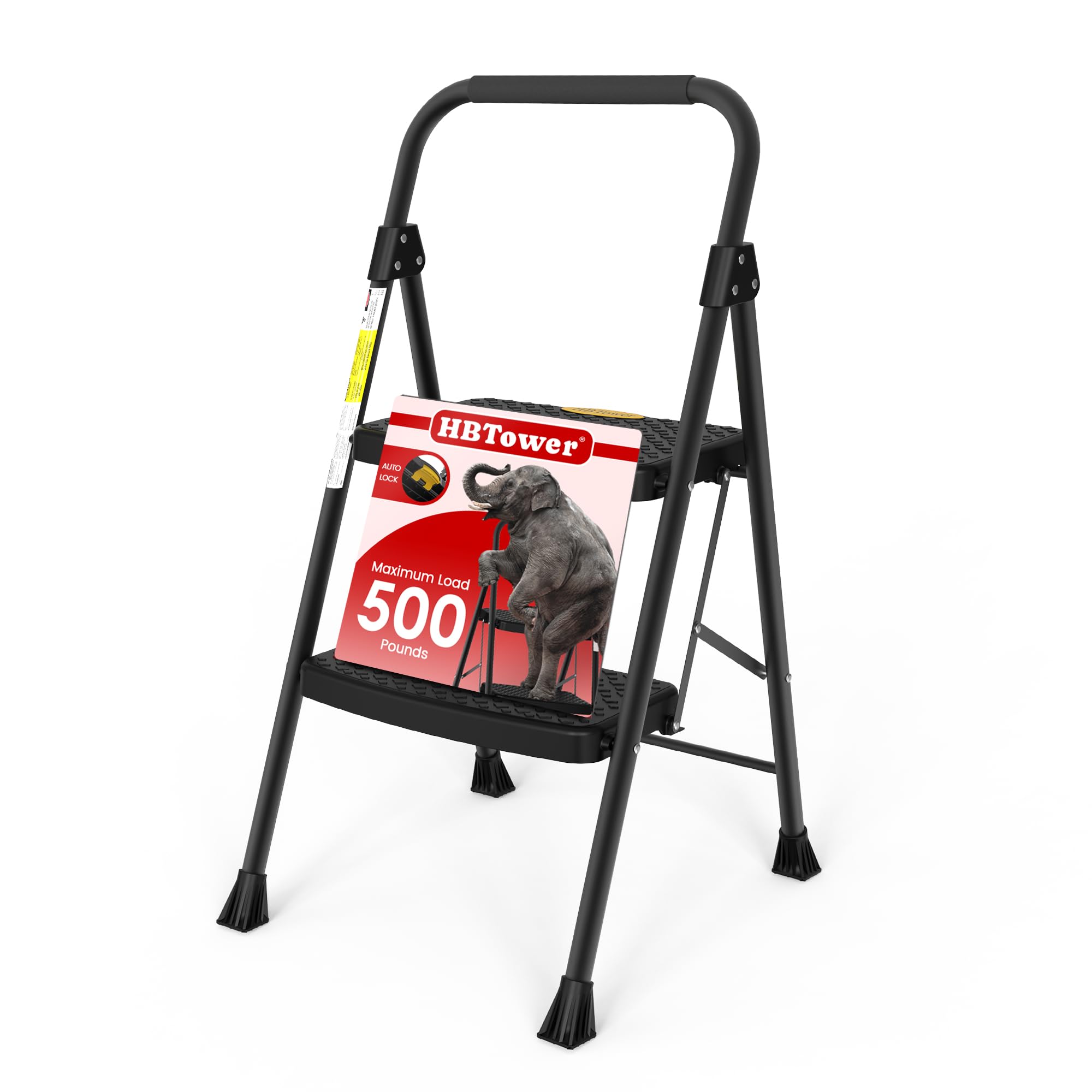 HBTower 2 Step Ladder, Step Stool Foldable with Wide Anti-Slip Pedal