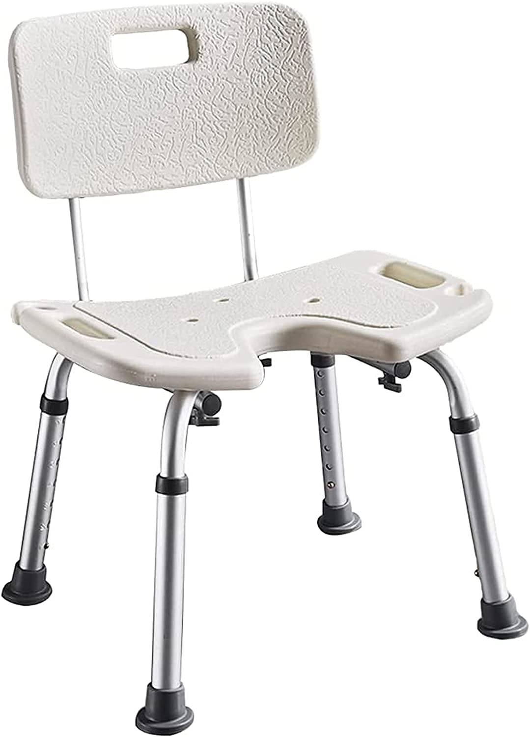 Asiento de Ducha abatible montado en la Pared Silla de ducha resistente con respaldo y asa integrada, asiento antideslizante y alfombrilla trasera gratis, asiento de ducha recortado tipo U for discapa