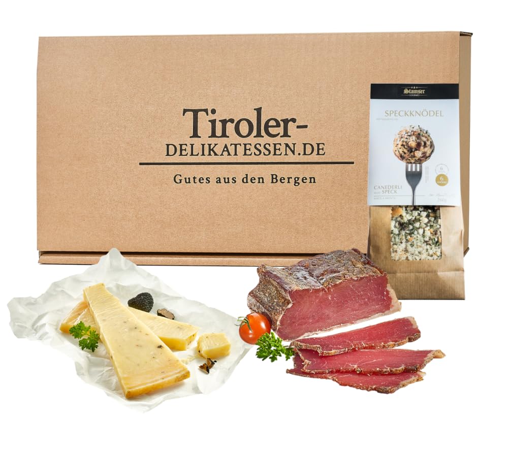Almgourmet - Geschenkset "Echter Trüffeltraum" - 640g - feine Produkte mit schwarzem Trüffel veredelt - Salami, Käse und Senfsauce