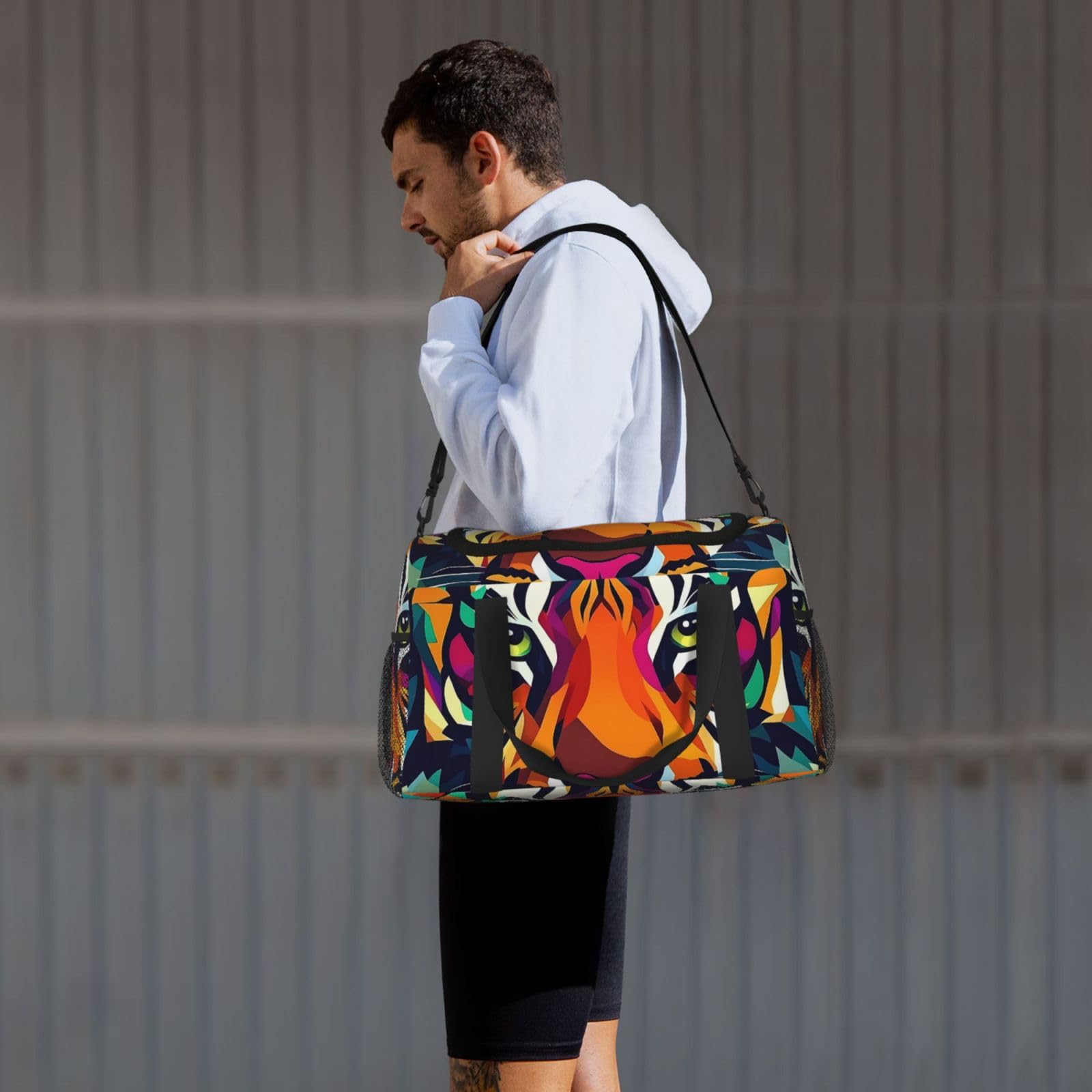 Moderne Tiger wasserdichte Reisetasche, kompakte Sporttasche, Fitnessstudio und Wochenend-Tragetasche für Damen und Herren