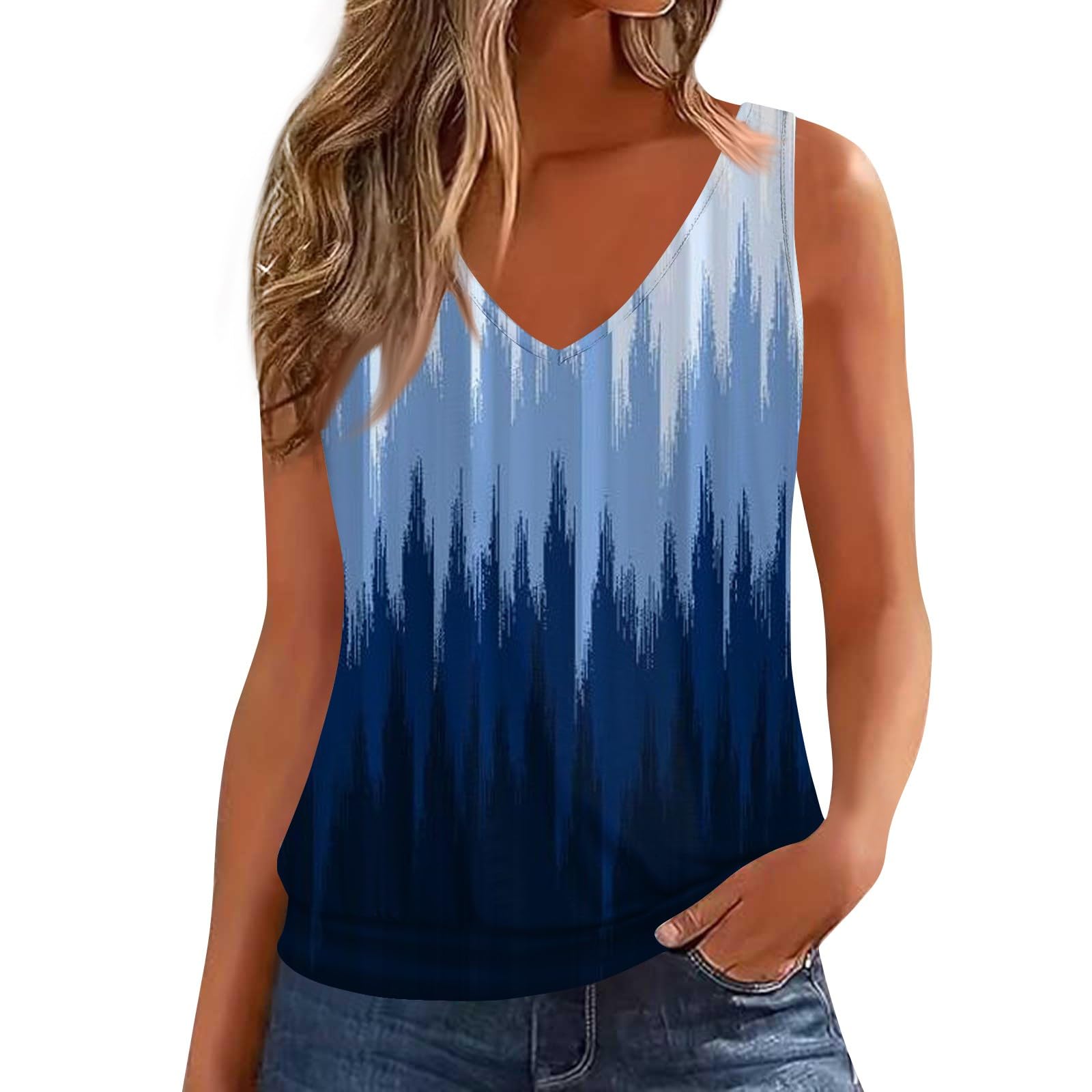 Womens Clothes Fall 2024 Sleeveless V Neck *Womens Fall Clothes* Floral Graphic Ladies Summer Tops and Blouses 2024