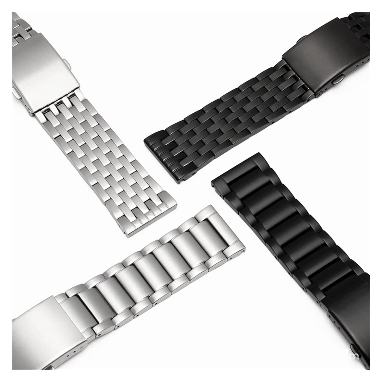 yingyingjia Cinturino For Orologio In Acciaio Inossidabile Bracciale In Metallo Di Ricambio Di Lusso Da Uomo Lucido Argento